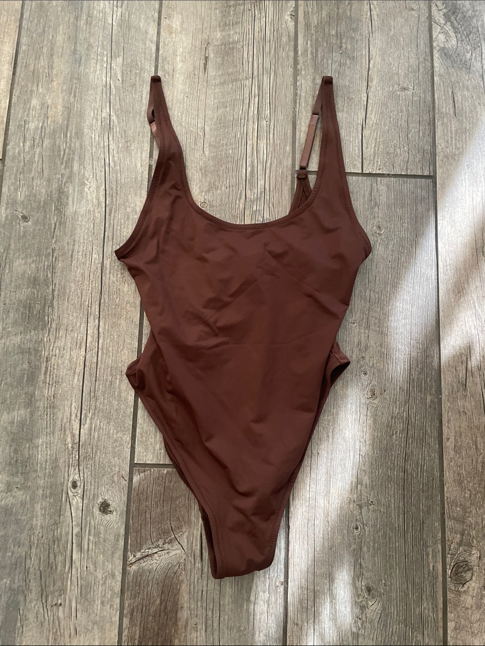 SKIMS Scoop One-Piece Swimsuit in Chocolate